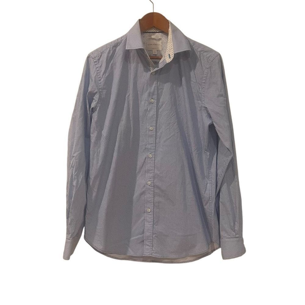 Construct blue slim fit‎ button down shirt